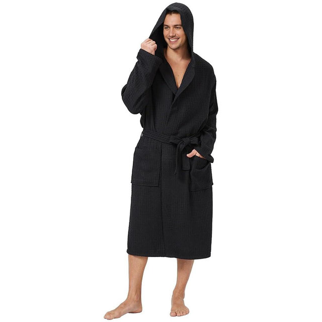 FashGudim Mens Luxury Waffle Robe Ultra Soft Lightweight Shower Spa Bathrobe