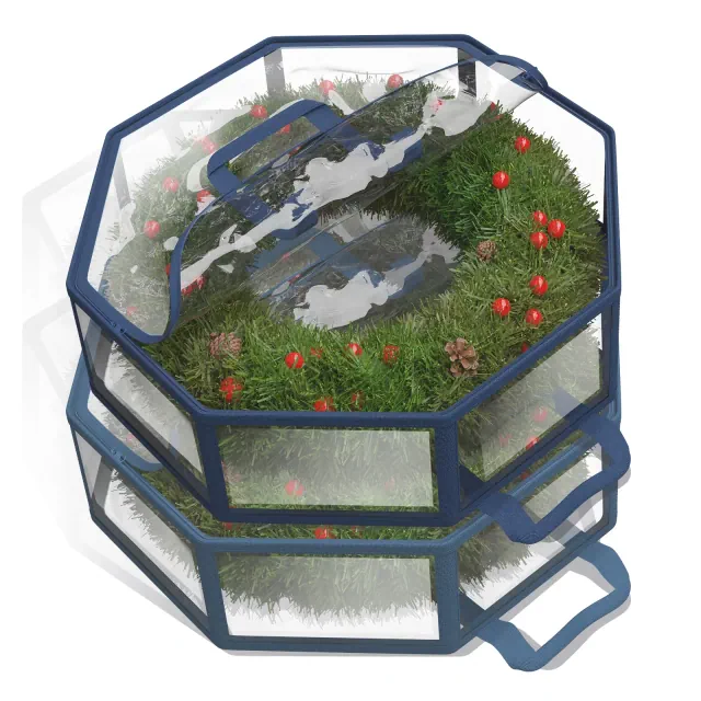 Hearth & Harbor 2 Pack Wreath Storage Container - Clear Christmas Wreath Storage Bag with Dual Zipper and Handles - 30"
