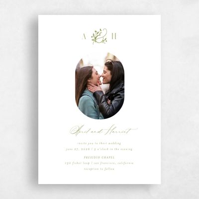Marsh Green Wedding Invitation - Olmo Frame