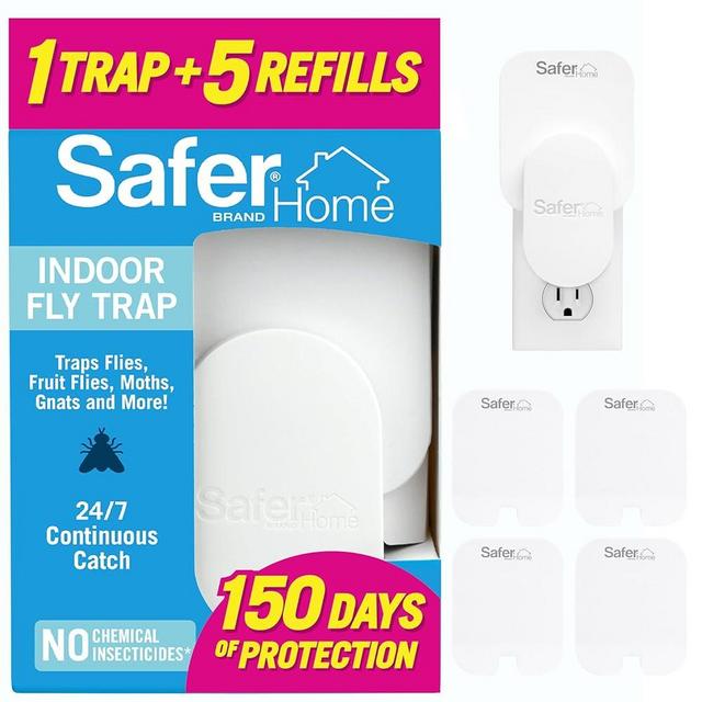 Safer Brand Home SH502-1R5SR 1 Indoor Plug-in Fly Trap for Flies, Fruit Flies, Moths, Gnats, and Other Flying Insects – 1 Traps + 5 Glue Cards