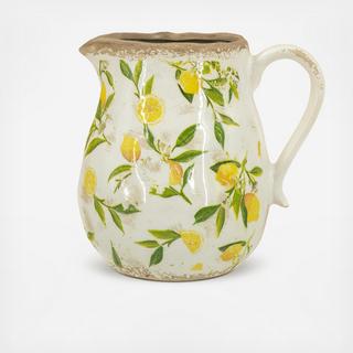 Lemon Motif Pitcher Vase