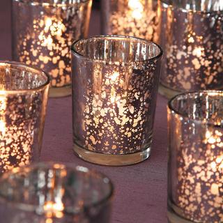 Silver Mercury Glass Votive, Set of 12