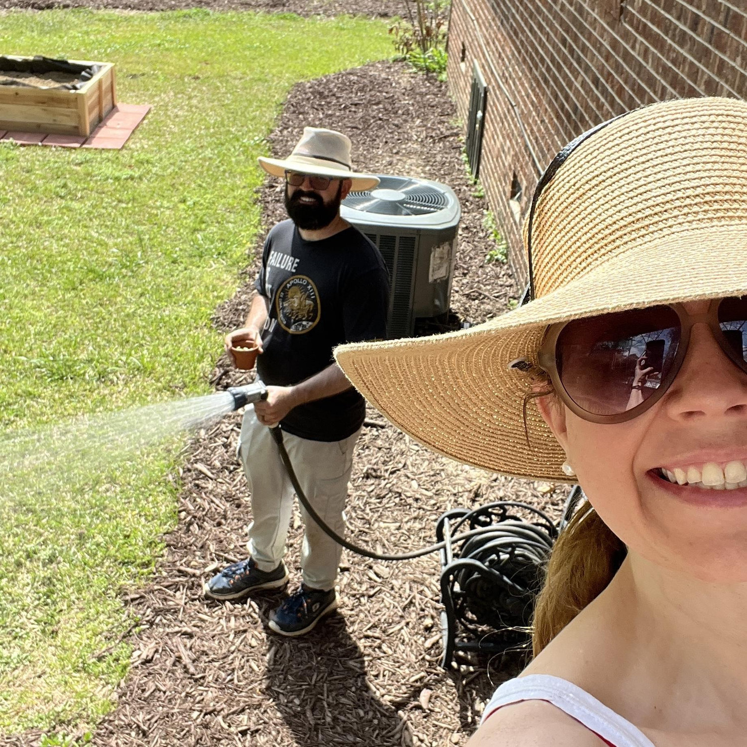 Dave built a raised bed in his backyard. We've been working on planting vegetables and flowers on the weekends!