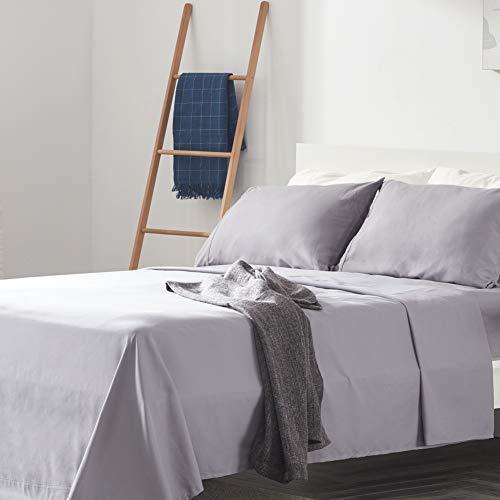 SLEEP ZONE Bed Sheet Sets Temperature Regulation Soft Wrinkle Free Fade Resistant Easy Sheets 4 PC, Gull Gray,King