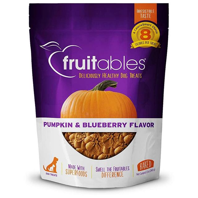 Fruitables Baked Dog Treats – Pumpkin Treats for Dogs – Healthy Low Calorie Treats – Free of Wheat, Corn and Soy – Pumpkin and Blueberry – 12 Ounces