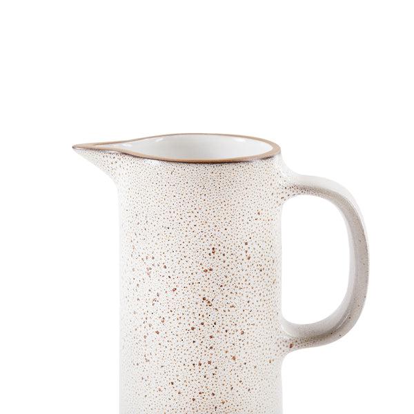 Small Pitcher in Opaque White and Matte Brown