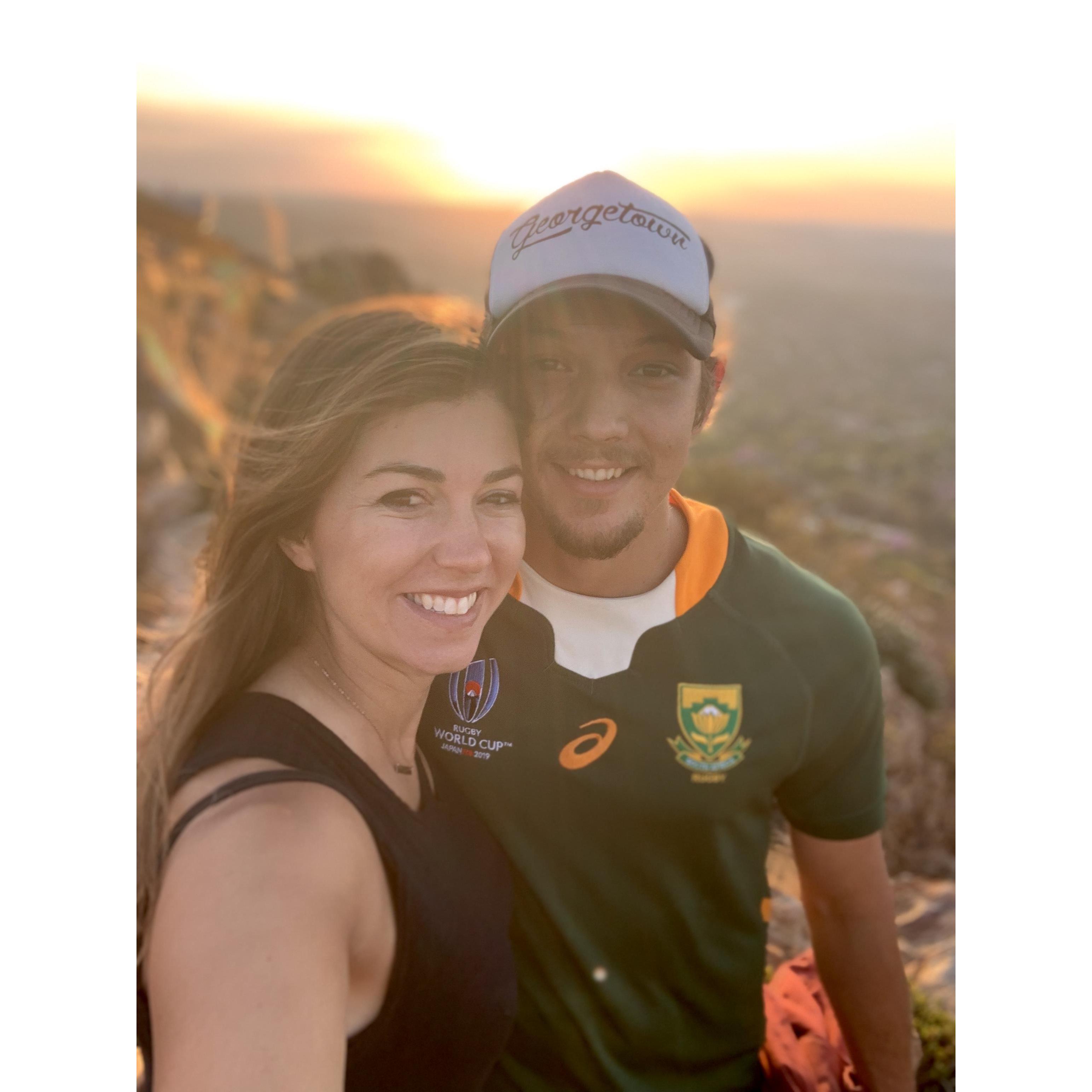 The happy couple in Johannesburg shortly after South Africa won the Rugby World Cup. Ruan is proudly reppin the Springboks!