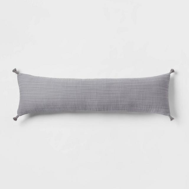 Lumbar Double Cloth Decorative Throw Pillow Dark Gray - Threshold™