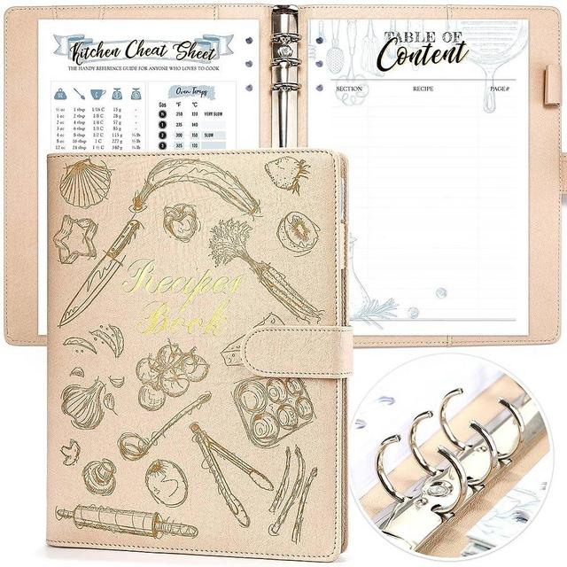 molekaus Recipe Book ，Blank Recipe Book to Write in Your Own Recipes，Recipe Notebook for Family Cooking， Removable Hardcover 7" x 10"Recipe Journal with 160 Pages - Beige