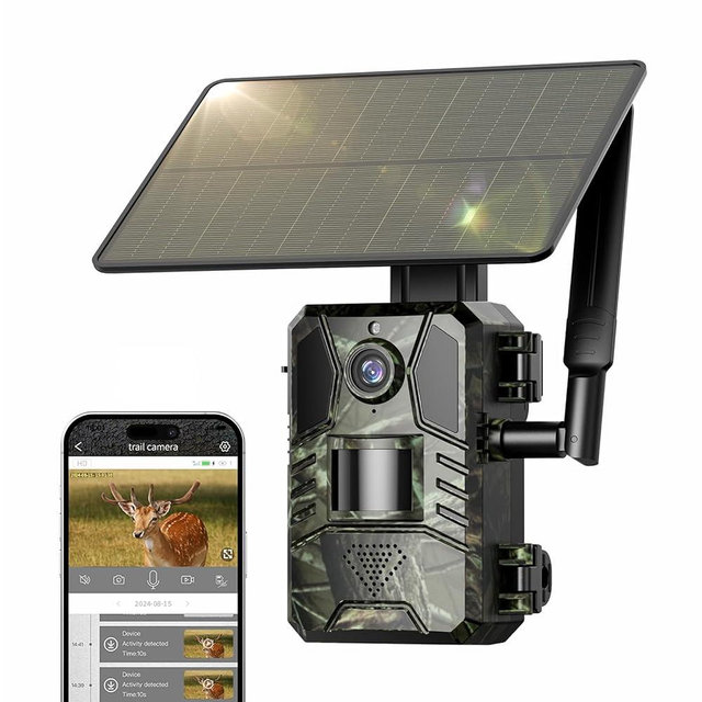 Loatos Trail Camera, Cellular Trail Camera with Built-in SIM Card 4G Unlimited Data Plan 2k HD Live Streaming Game Cameras with Night Vision Motion Activated Waterproof IP66 4W Solar Panle Trail Cam