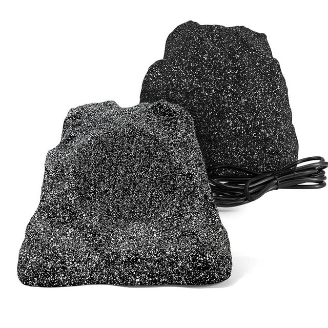 Herdio 8" Outdoor Rock Bluetooth Speakers Wired IPX7 Waterproof 600 Watt Resin Material All Weather for Deck Pool Backyard Patio Garden BBQ (1 Pair Black)