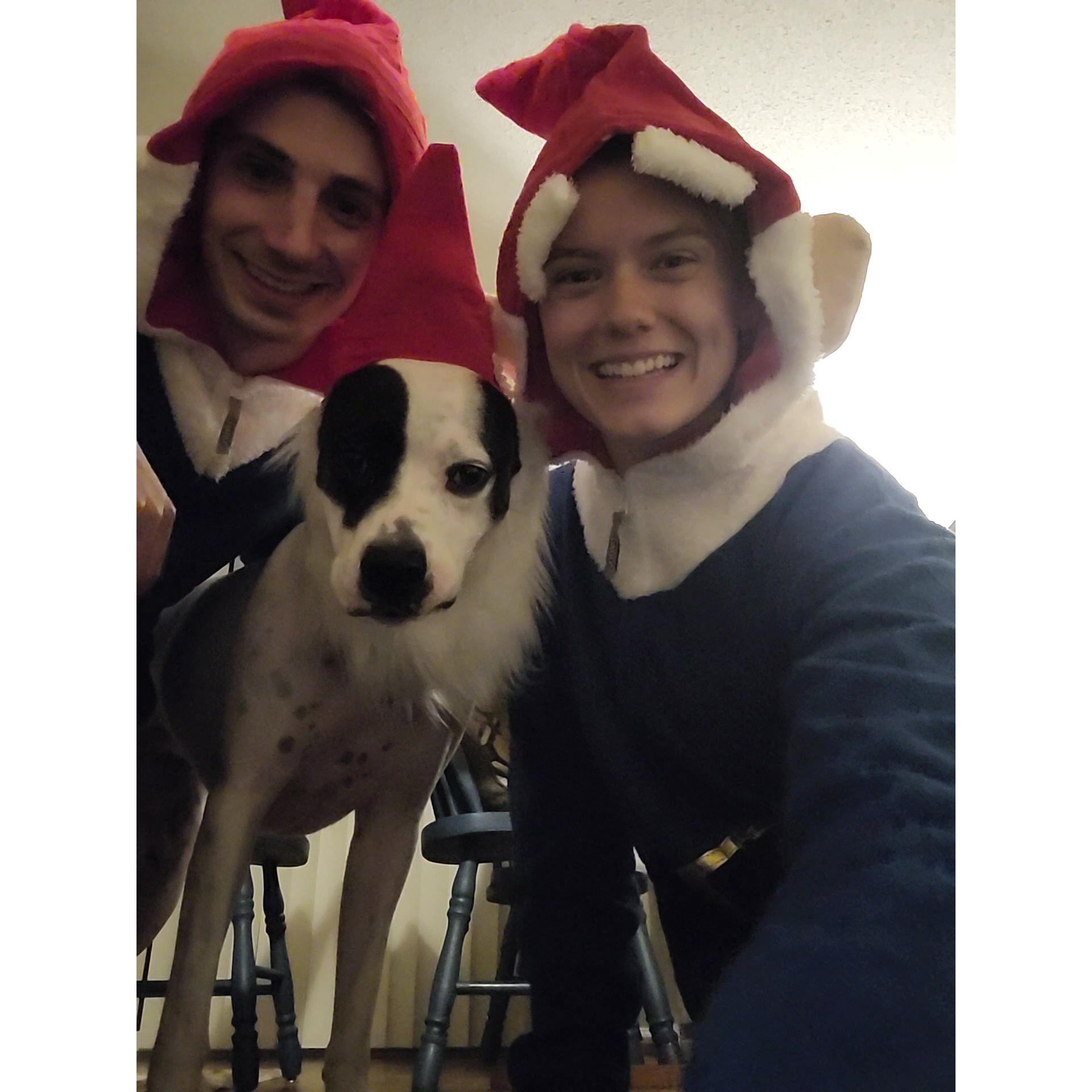 First Halloween together with the family dressed as Gnomes