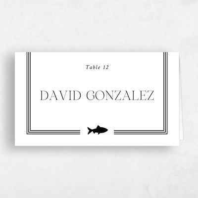 White Wedding Place Card - Teagan Fish