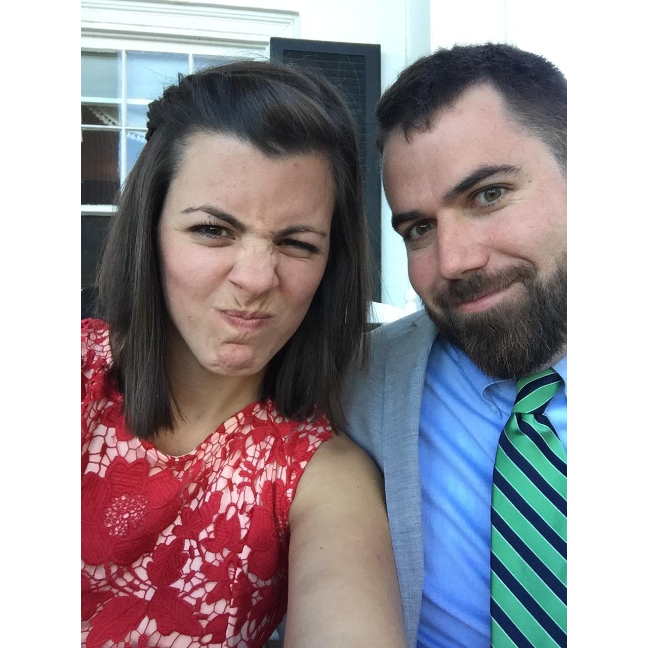 Awaiting the amazing ceremony of Dan and Des getting married. What goofs! :)