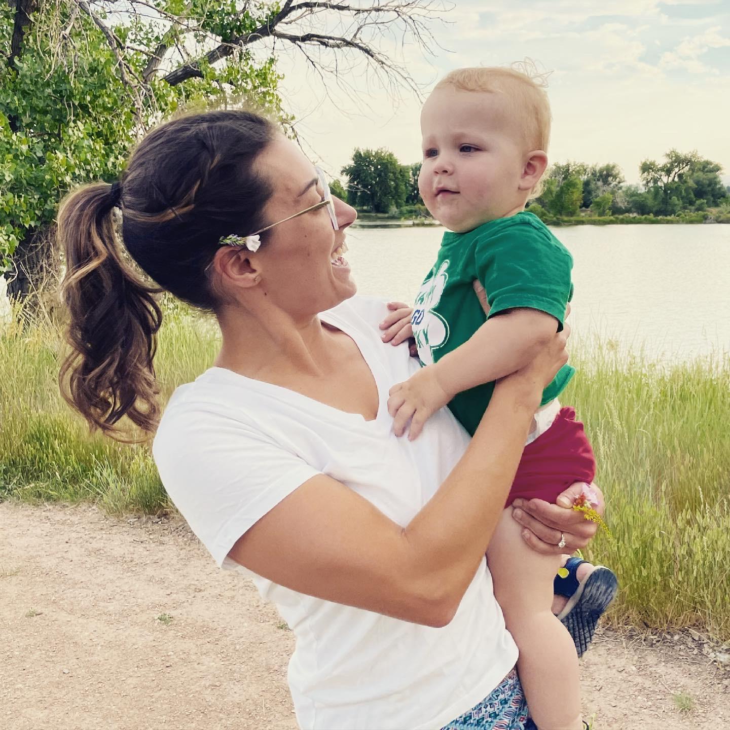 Jenn and Oliver checking out the Prospect Ponds Natural Areas the Spring that we bought our new home.