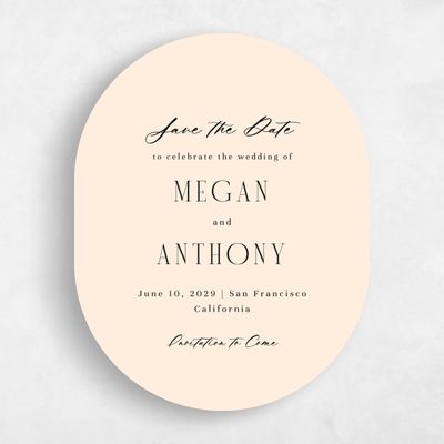 Beige Oval Wedding Save the Date - Uzes Portrait