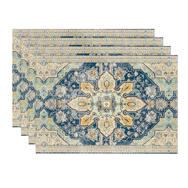 Artoid Mode Boho Bohemia Style Sliver Placemats Set of 4, 12x18 Inch Country Rustic Farmhouse Magical Fall Table Mats for Party Kitchen Dining Decoration