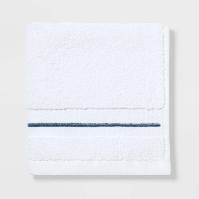 Spa Washcloth Dark Blue Stripe - Threshold Signature™