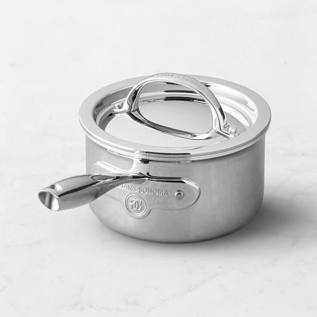 Williams Sonoma Thermo-Clad Stainless Steel Sauce Pan with Lid, 3-Qt.