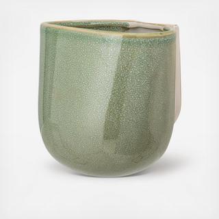 Green Stoneware Wall Flower Pot
