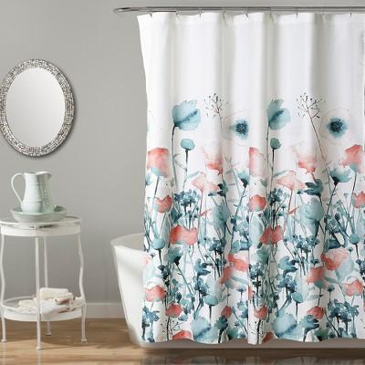 Zuri Flora Shower Curtain Blue - Lush Decor