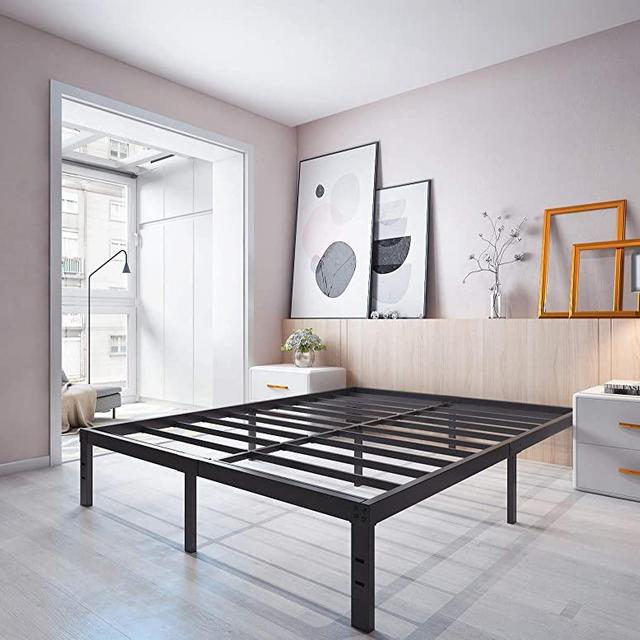 Homdock 14 Inch Metal Platform Bed Frame/Sturdy Strong Steel Structure 3000 lbs Heavy Duty/Noise Free/None Slip Mattress Foundation/No Box Spring Needed/Black Finish, California King
