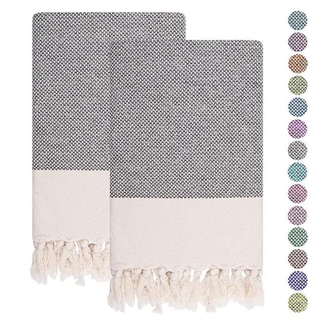 Emyyr Hand Towels for Bathroom - Kitchen - Set of 2 - %100 Cotton - Pre Washed, Quick Dry, Soft, 17x37' - Decorative Hand Towel - Hand Towels for Bathroom Clearance, Bath, Face, Tea Towels 01 (Grey1)