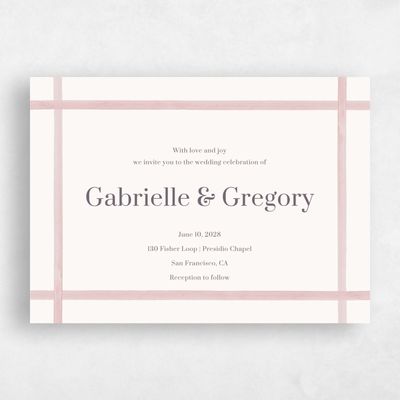 Dusty Peach, Pink Wedding Invitation - Harbor Landscape