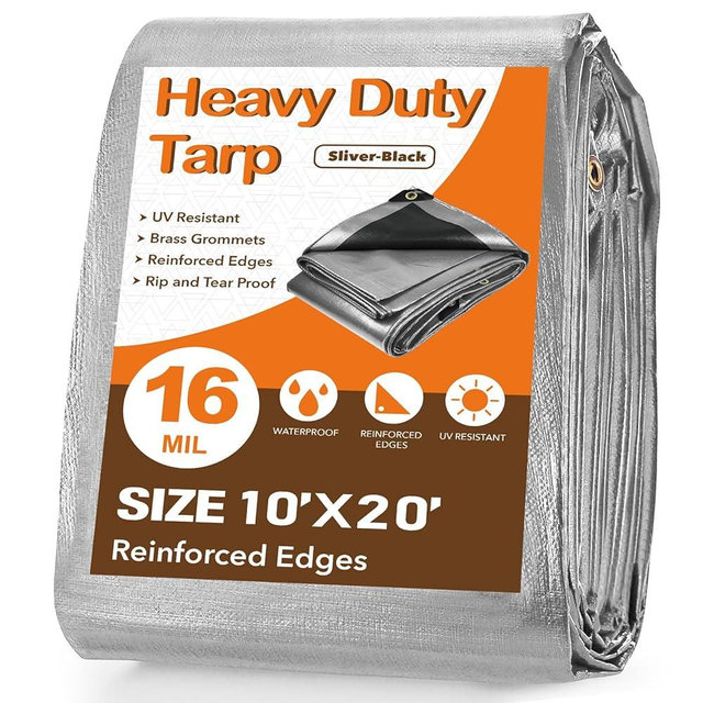 Pattiumo Tarp Waterproof 10 X 20 FT 16 Mil Heavy Duty Tarp Multipurpose Tarps Heavy Duty Waterproof Protective Cover UV All Weather Resistant for Shelter Camping, Green/Brown