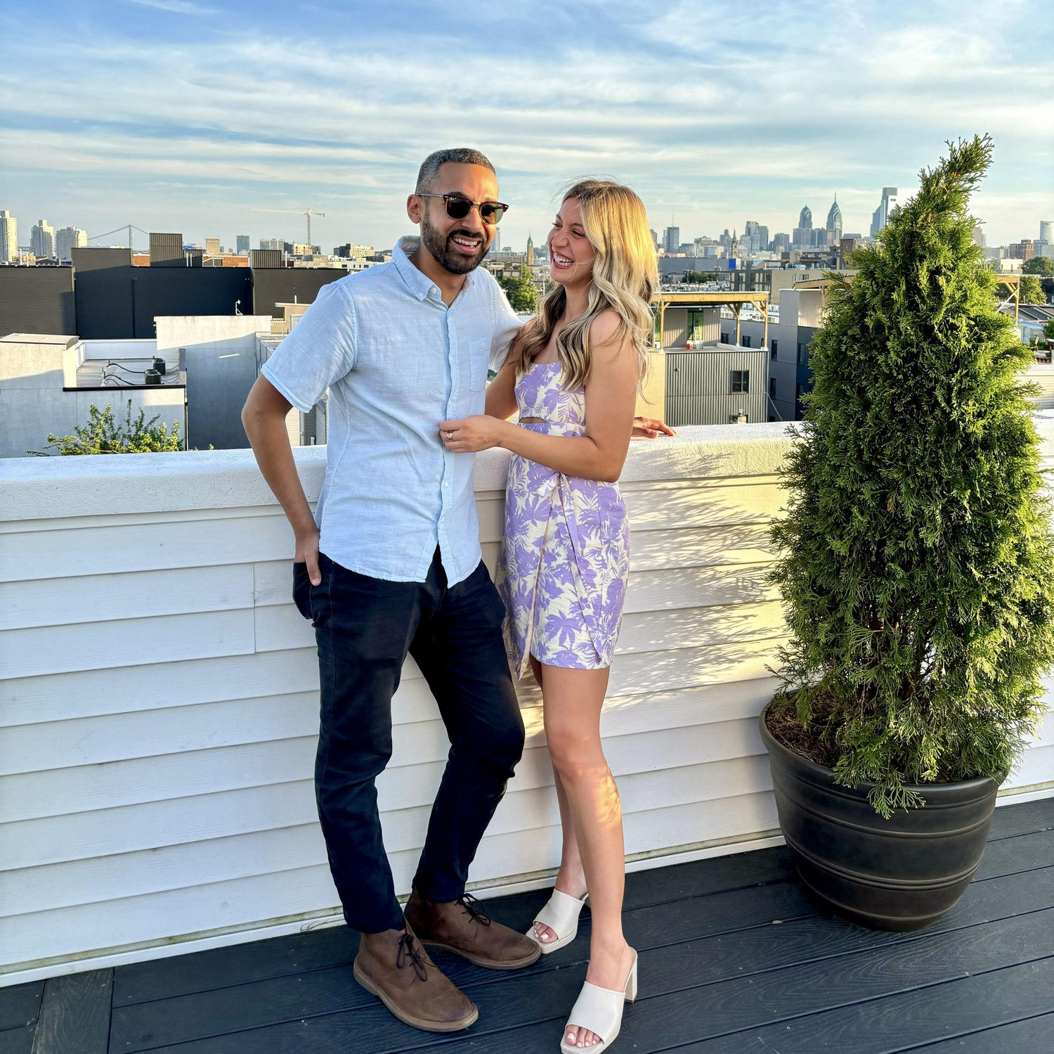 Sunset dinner party on Paige's roof with friends.