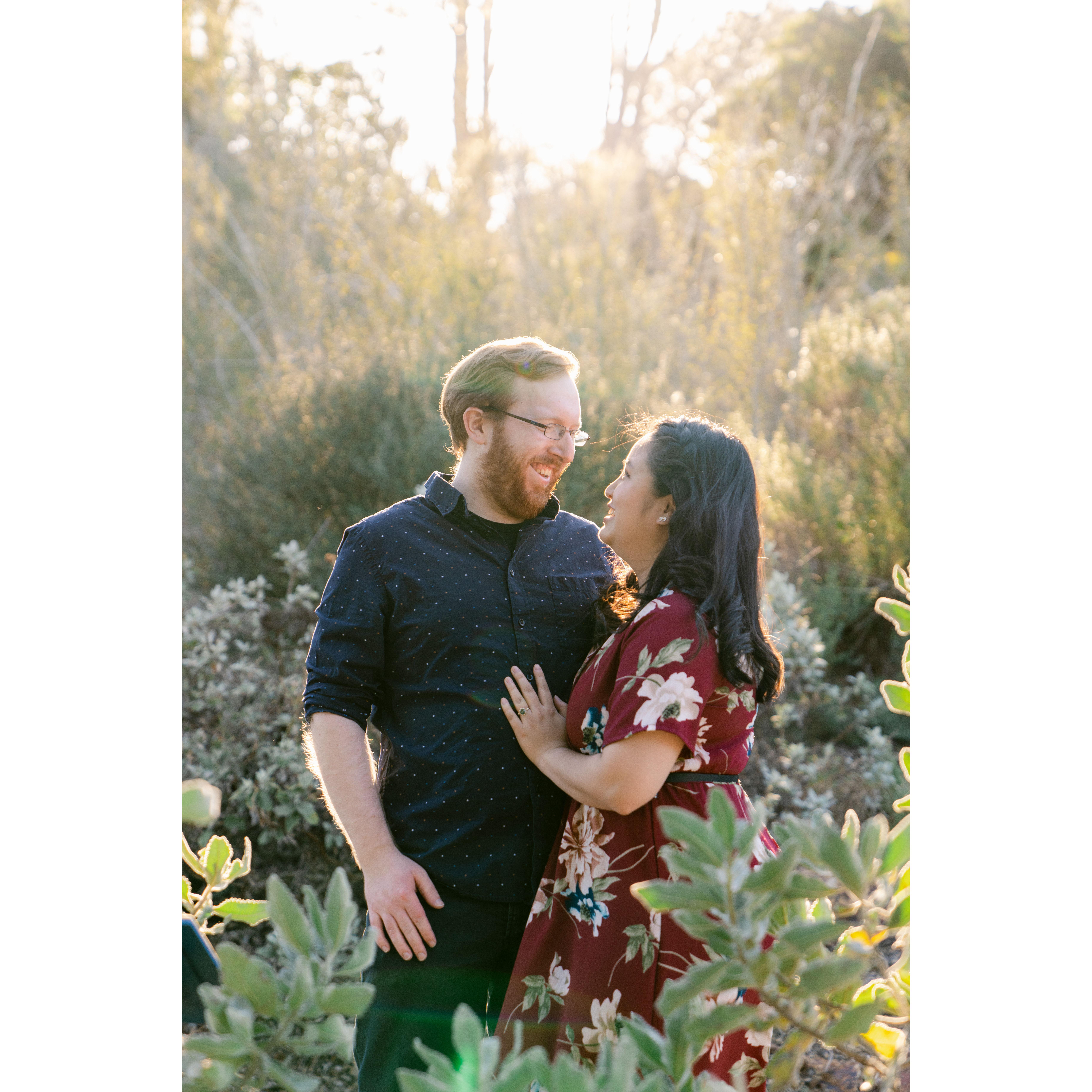 Our flagship "Save the Date" picture! Taken at the San Diego Botanic Garden by our lovely photographer, Margot!