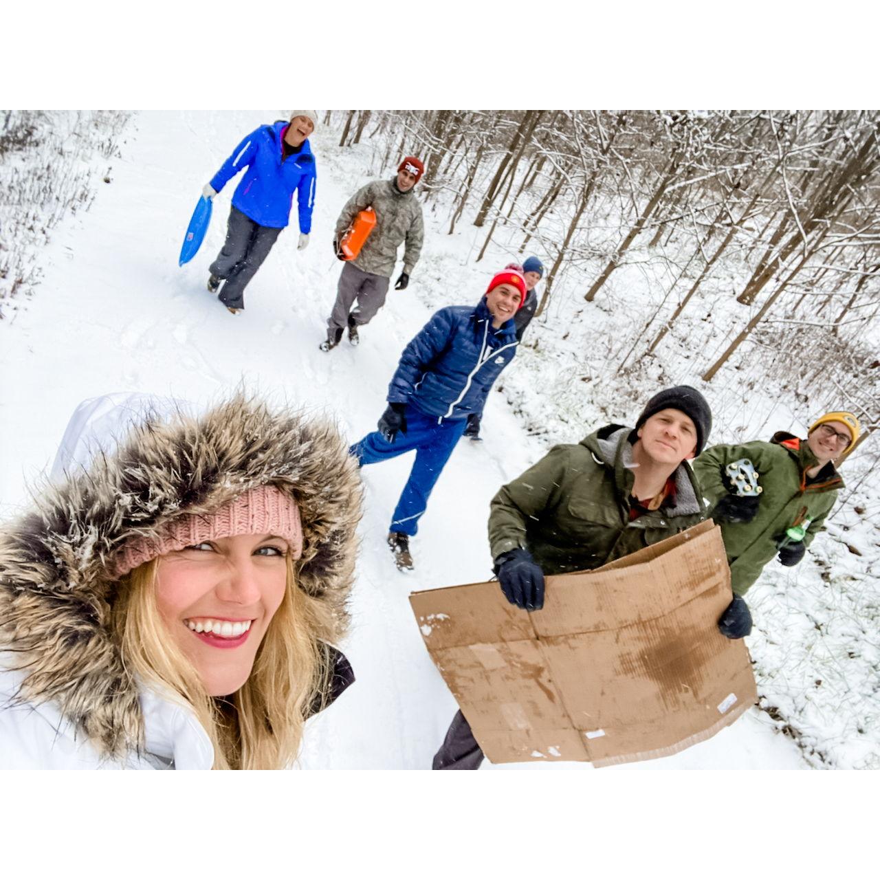 Sledding with the taco gang!