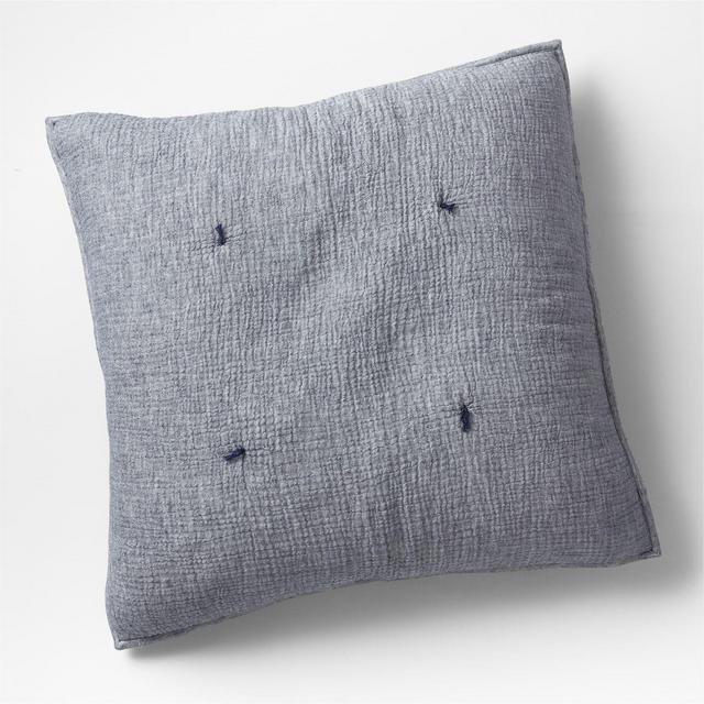 Aire Crinkle Organic Cotton Linen Blend Deep Indigo Euro Pillow Sham