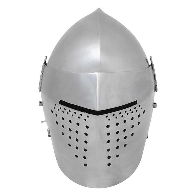 Lord of Battles Late Medieval Full Visor Bascinet Helmet 14 Gauge Battle Ready Functional Armor for Medieval Evocation LARP