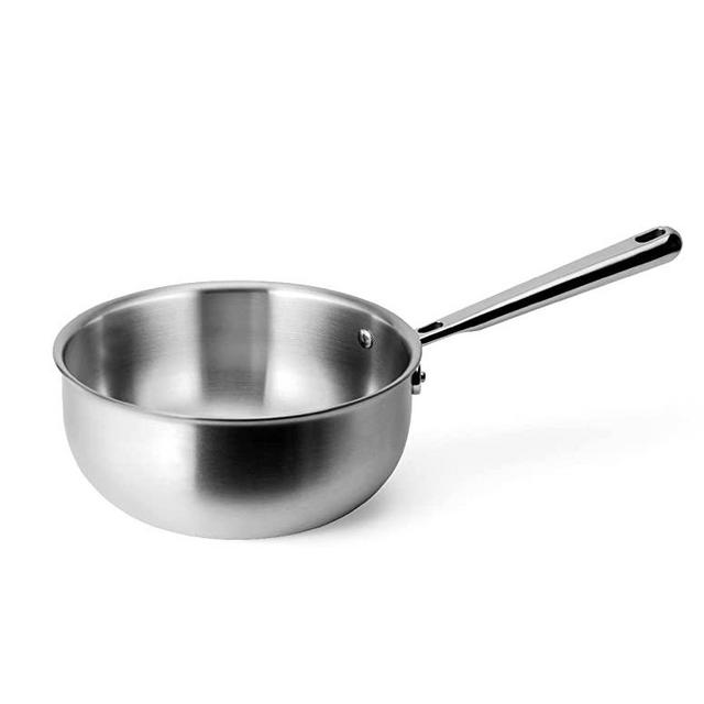 Misen 3 QT Stainless Steel Saucier Pan with Lid - 5-Ply Steel Sauce Pan