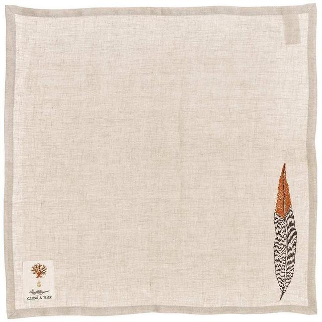Coral & Tusk Pheasant Feather Dinner Napkin