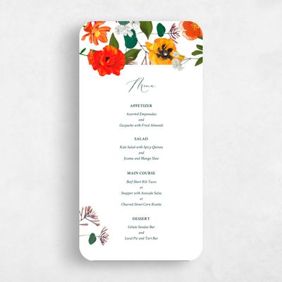 Red Rounded Wedding Menu - Blossom