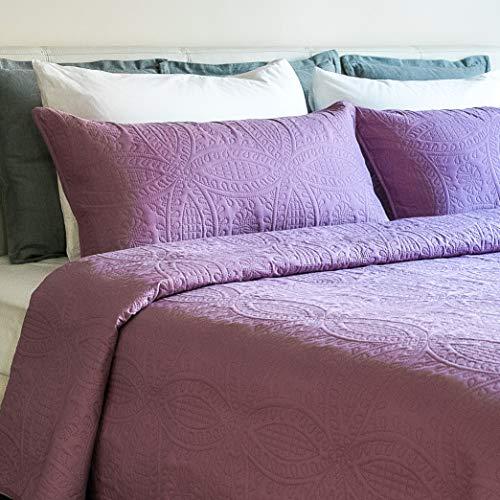 Mezzati Bedspread Coverlet Set Purple-Jasper – Prestige Collection - Comforter Bedding Cover – Brushed Microfiber Bedding 3-Piece Quilt Set (Queen/Full, Purple Jasper)