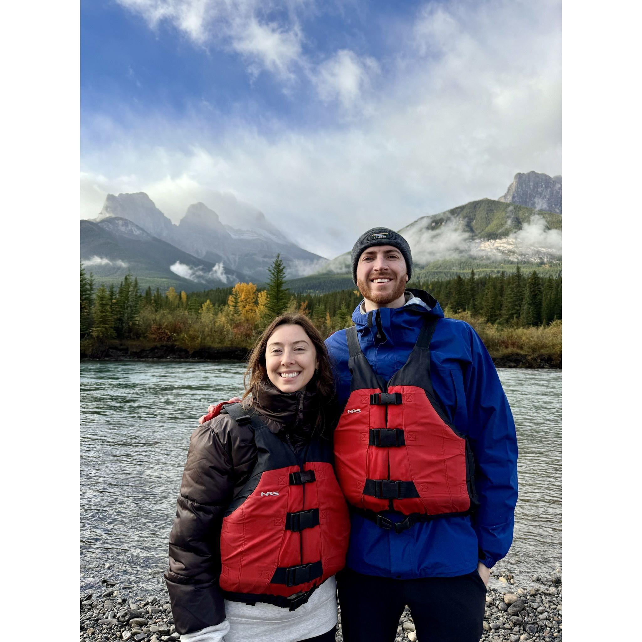Floating down the Bow River in Banff.