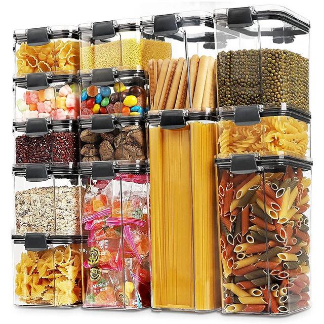 14 Pack Airtight Food Storage Container Set, BPA Free Plastic Cereal Containers with Easy Lock Lids, Kitchen and Pantry Organization Containers
