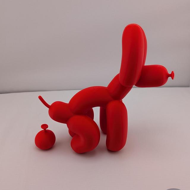 Funny Pooping Balloon Dog Statue | Cheeky Pop Art Shelf Decor, Gag Gift for Coworker, Minimalist Home Decor with a Funny Twist, 3D Printed