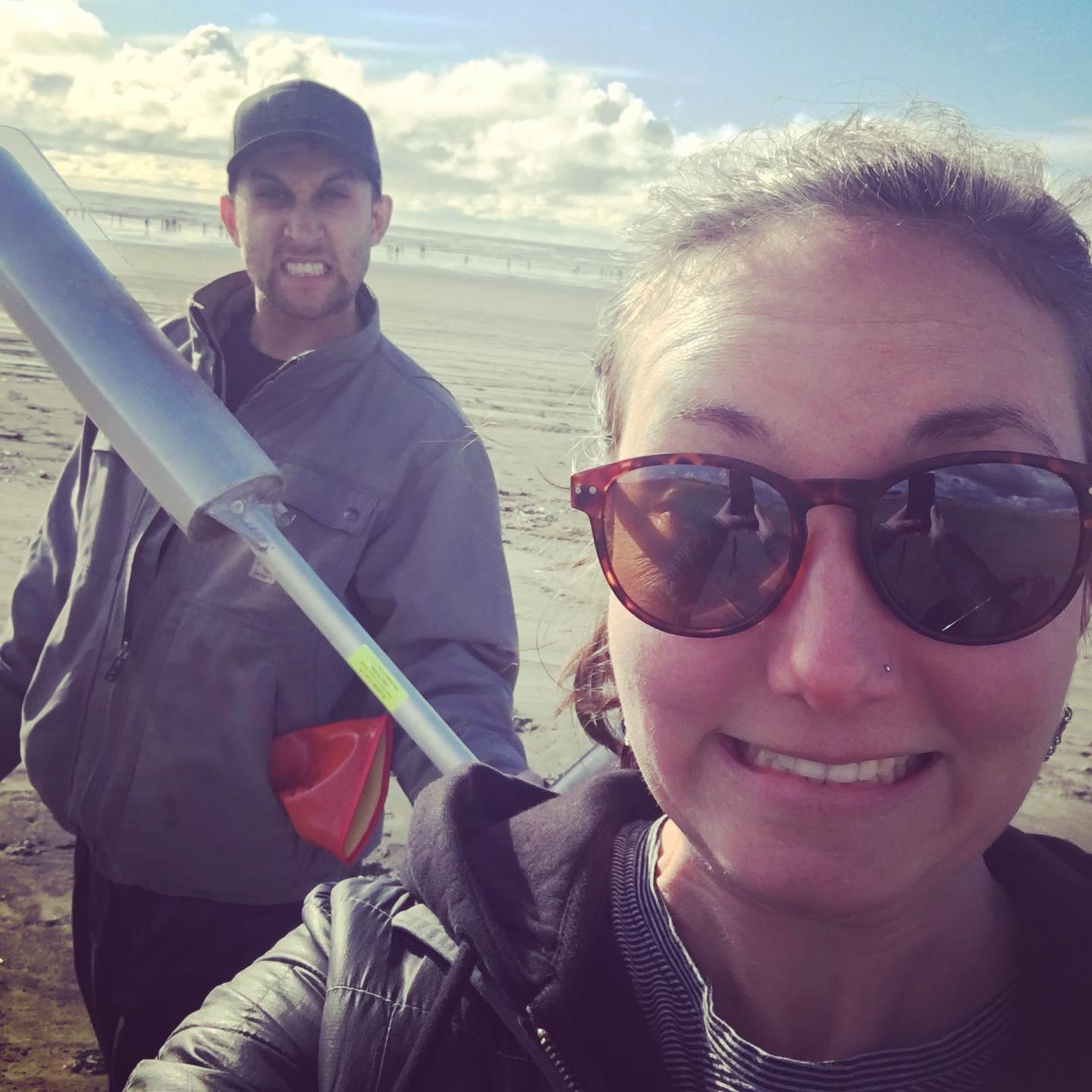 Celebrating our first anniversary clam digging in Ocean Shores