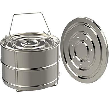 ekovana Stackable Stainless Steel Pressure Cooker Steamer Insert Pans - For Instant Pot Accessories 6 qt