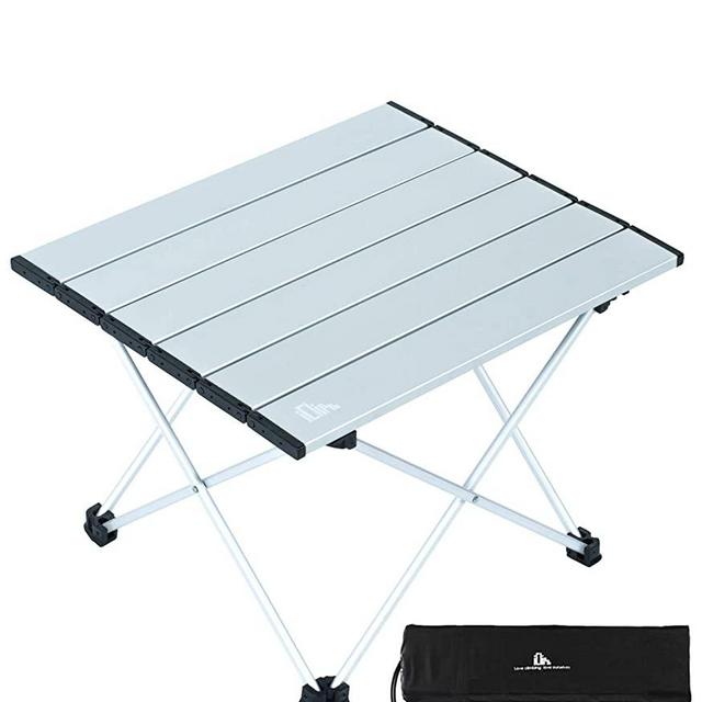 iClimb Ultralight Compact Camping Folding Table with Carry Bag, Two Size (Silver - S)