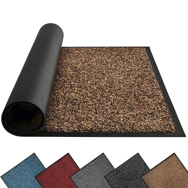 Mibao Front Door Mat, Dirt Trapper Welcome Mat for Outdoor Indoor, Non-Slip Waterproof Doormat, Durable Machine Washable Low Profile Entry Rug for Back Door Outside Patio Porch, 32" x 20", Brown