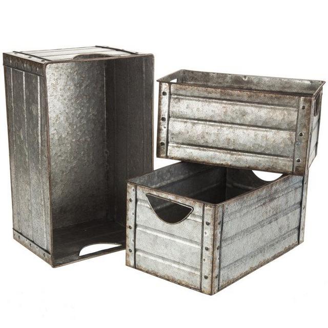 Galvanized Metal Rectangle Container Set