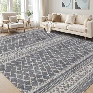 cotiled 5x7 Area Rug Living Room: Washable Boho Rugs with Non Slip Backing Large Soft Indoor Stain Resistant Carpet for Bedroom Farmhouse Dining Room Lightweight Home Decor Charcoal Grey