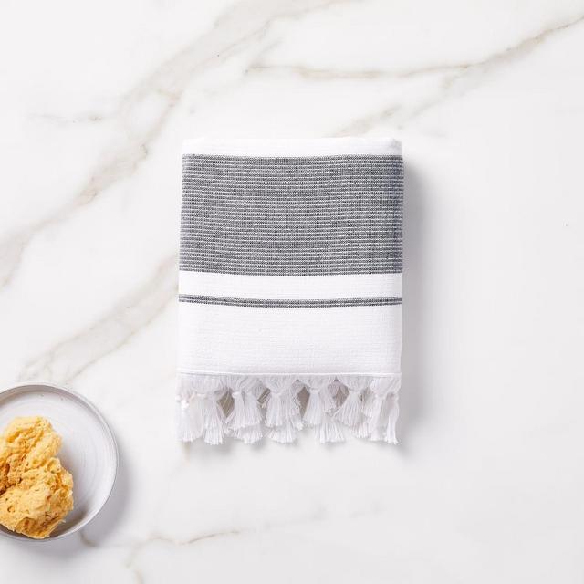Organic Turkish Tassel Towel, Hand Towel, Black