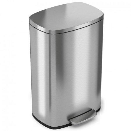 iTouchless SoftStep 13.2 Gallon Stainless Steel Step Trash Can, 50 Liter, Pedal Kitchen Trash Can