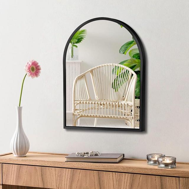 MYlovelylands 10x13 inch Black Small Arched Mirror for Bathroom Vanity Mirror or Wall Decor Arch Mirror Brushed Metal Frame Wall Mounted Mirror for Bathroom LivingRoom Bedroom Entryway